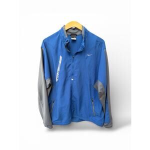 Nike Running Dri-Fit Quarter Zip Jacket Blue Gray Athletic Windbreaker Mens XL